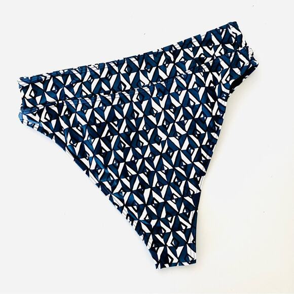 NEW SISSTREVOLUTION ANTHROPOLOGIE Black White Navy Ruffle Top High Rise Bikini S - Picture 6 of 9